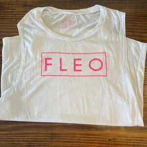 Fleo Pink Logo White Tank Top